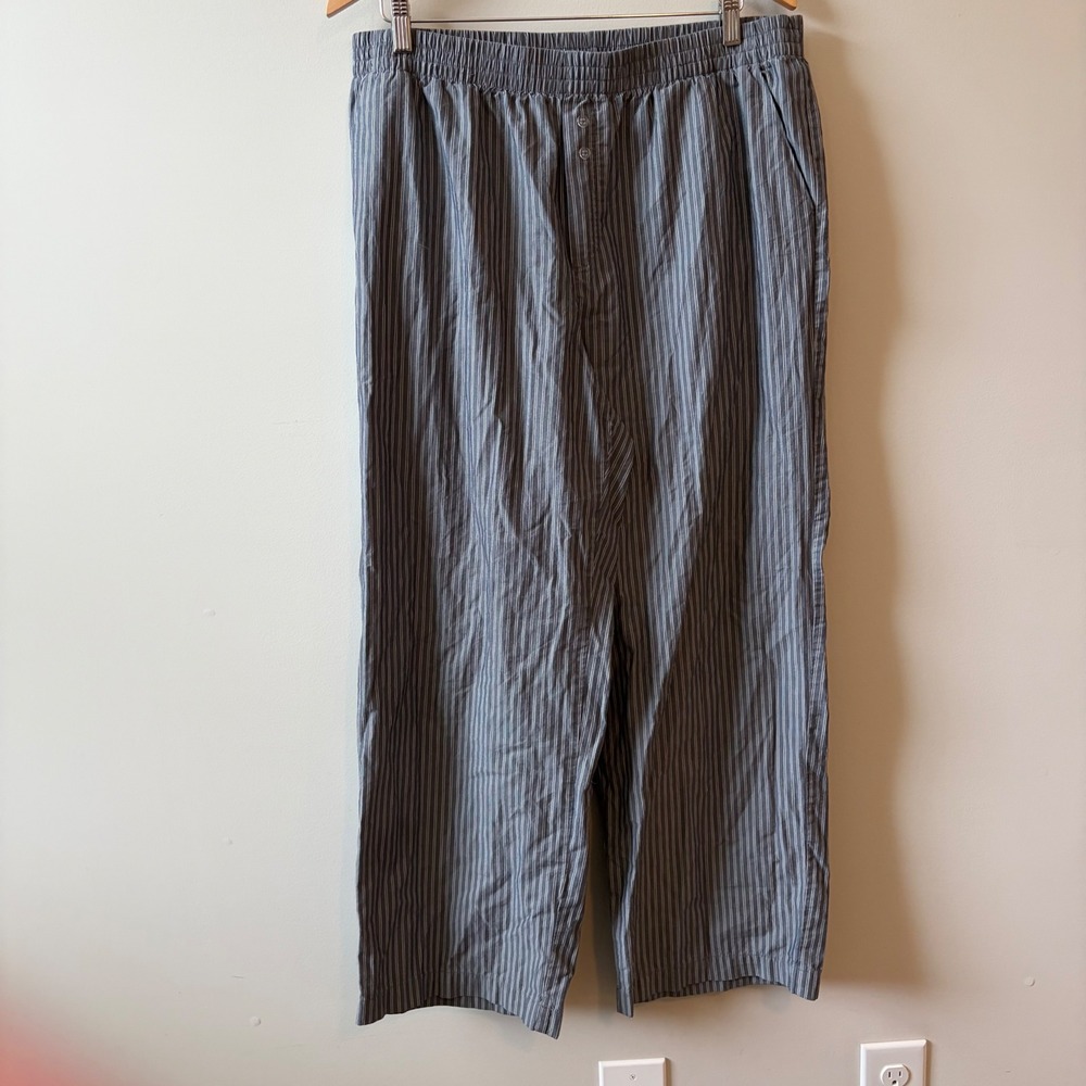 Cotton On Blue White Pinstripe Relaxed Straight Leg Cotton Pants Womens 12 US